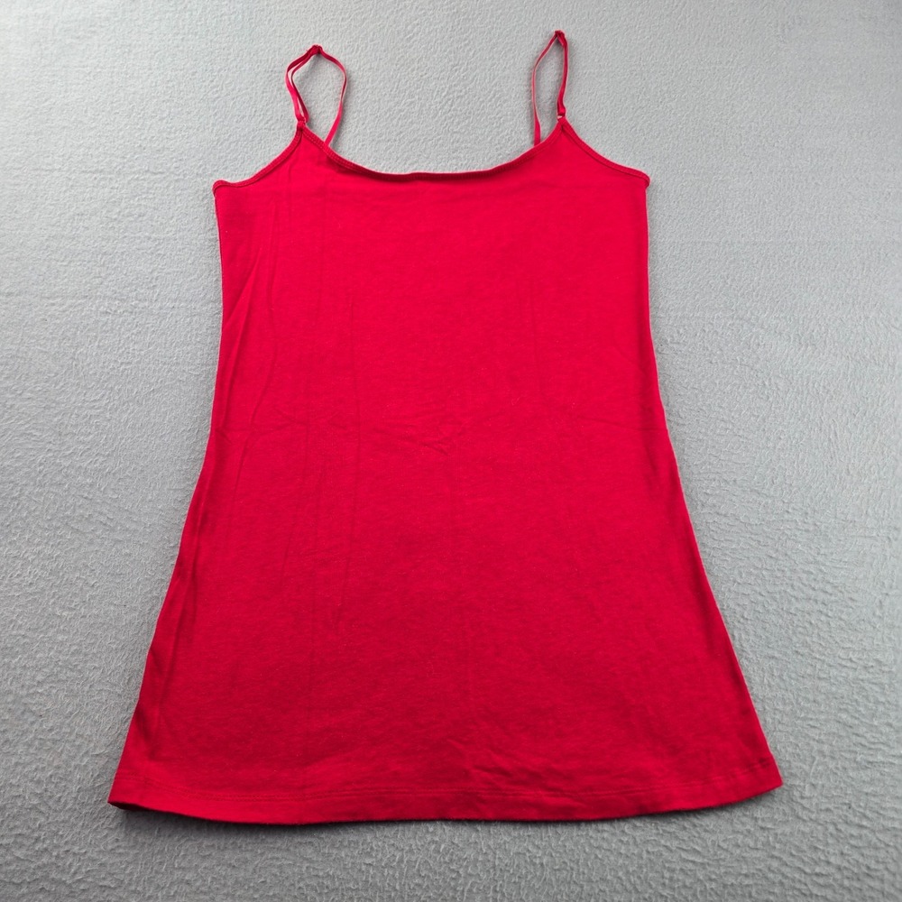 Active Basic Camisole Tank Top Womens Large Red Cotton Stretch Adjustable Straps